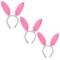 Set of 3 Costume Bunny Ear Headbands in Bright Pink, Each 11.7 Inches